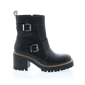 Black Blondo Waterproof Womens Leather Ankle Boots Buckle Side 7